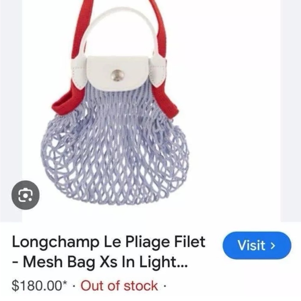 Longchamp Red and White Mesh Bag New!